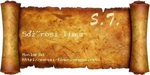 Sárosi Timur névjegykártya